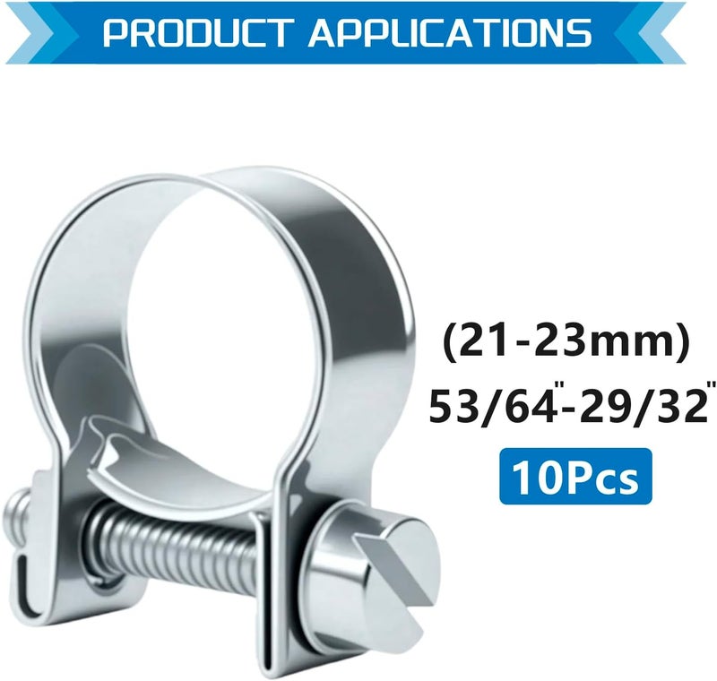 JTAREA 21-23MM Fuel Injection Hose Clamps 53/64"-29/32" Gas Line Clamps Pipe Clamp for Automotive Diesel Petrol Pipes - Image 2